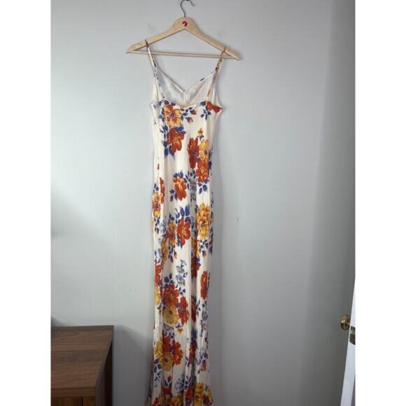 NWT Reformation Sleeveless Slim Fit Parma Lined Maxi Floral Dress Orange Sz: XS - Picture 7 of 8